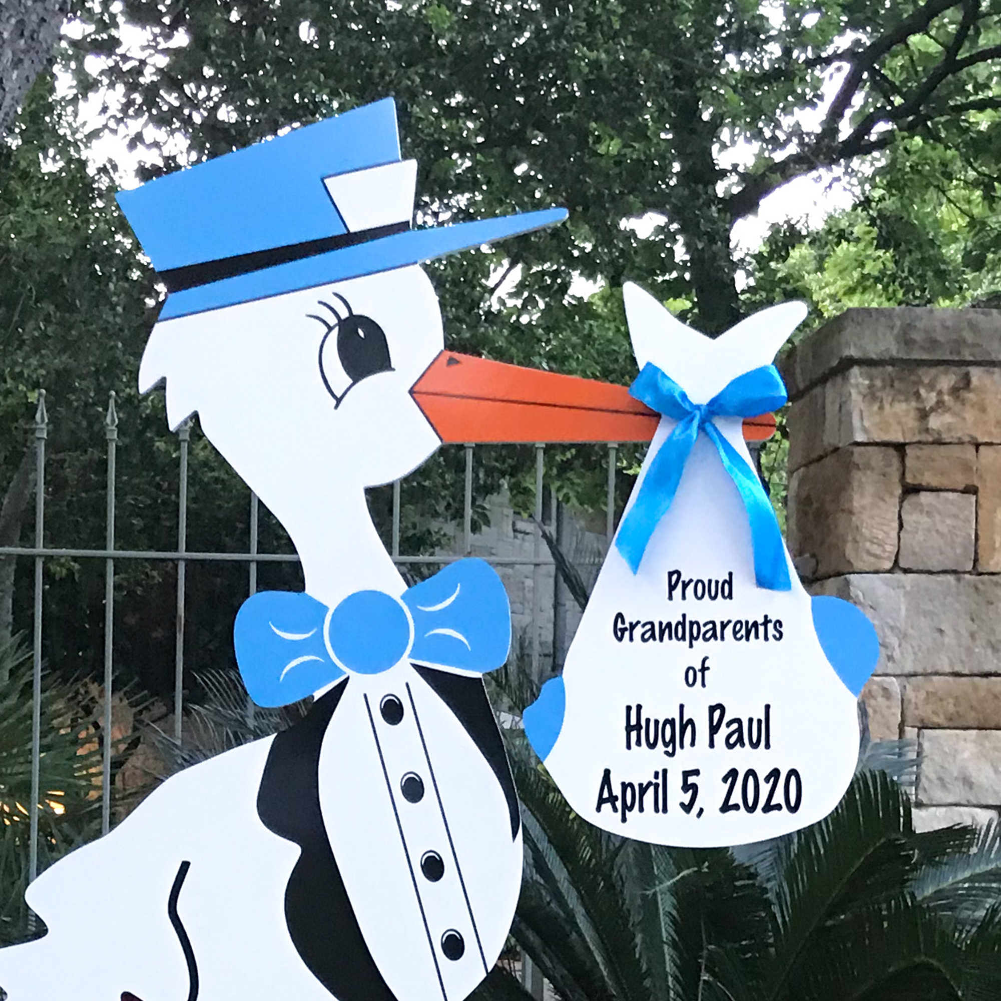 Grandparent Blue Stork Sign with Personalized Bundle, Indianapolis, Fishers, Carmel